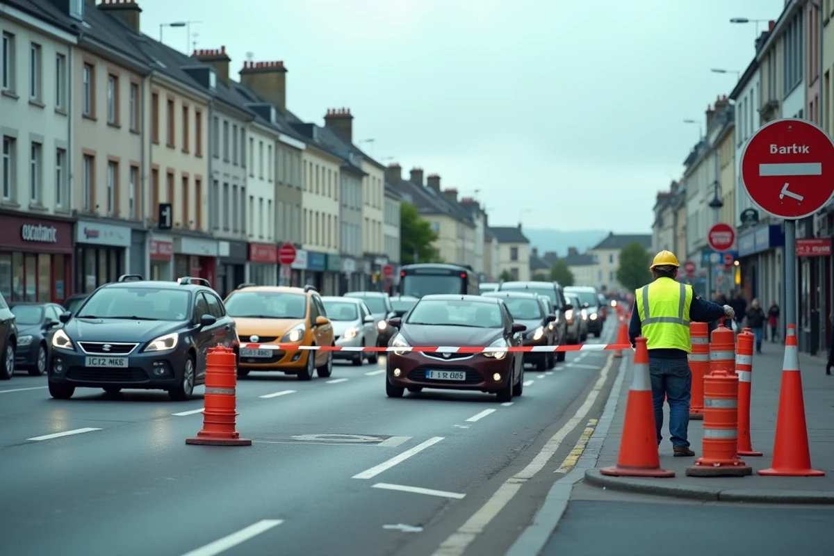 Embouteillage et perturbations de la circulation sur un boulevard de Lorient suite à un accident
