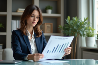 Femme professionnelle examinant un graphique de taux d'intérêt