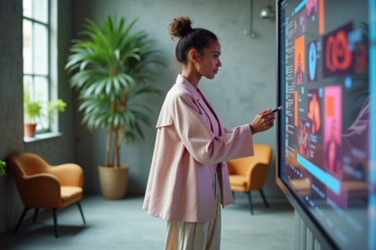Femme en tenue futuriste dans un loft moderne
