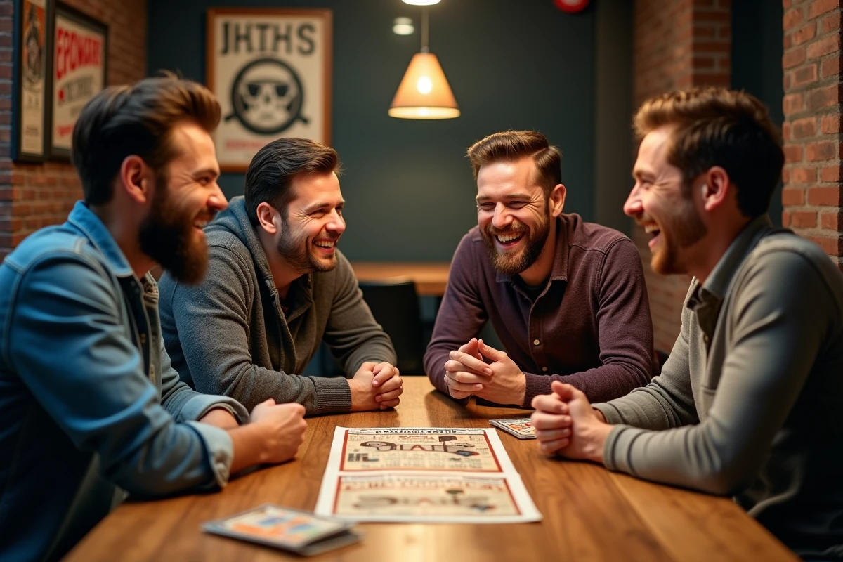 Groupe d'amis découvrant un bon cadeau pour un escape game à Lyon