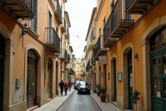 Rue pittoresque du quartier Rue d'Angleterre à Béziers avec façades méditerranéennes et commerces de proximité