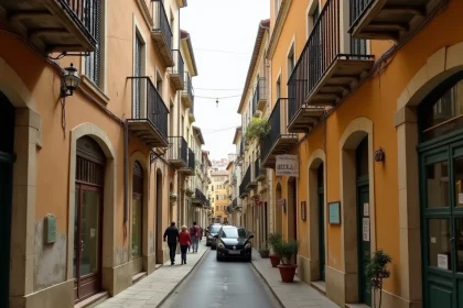 Rue pittoresque du quartier Rue d'Angleterre à Béziers avec façades méditerranéennes et commerces de proximité
