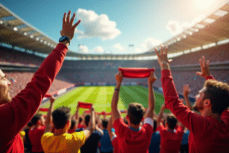 Supporters passionnés dans un stade de football de Lens